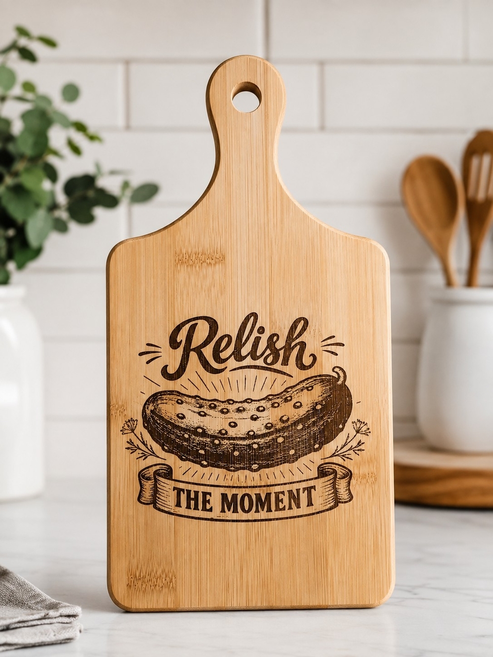 Bamboo 'Relish the Moment' Cutting Board - Natural